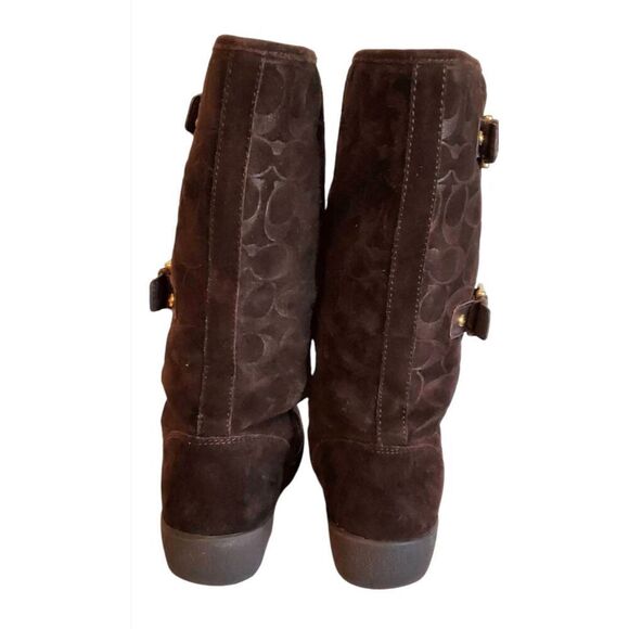 COACH Tinah Signature Logo Suede Boots Size 9B - Picture 5 of 8